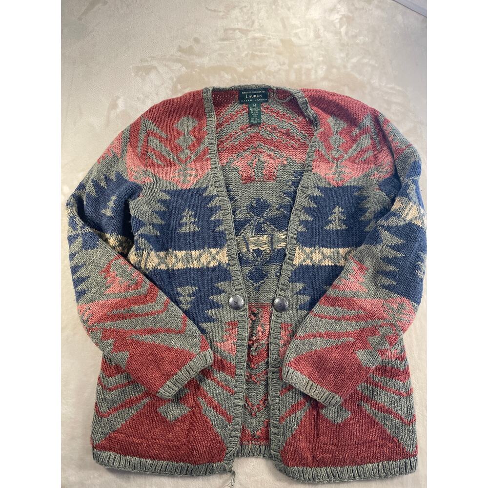 Vintage Lauren Ralph Lauren Hand Knit Aztec Western Sweater